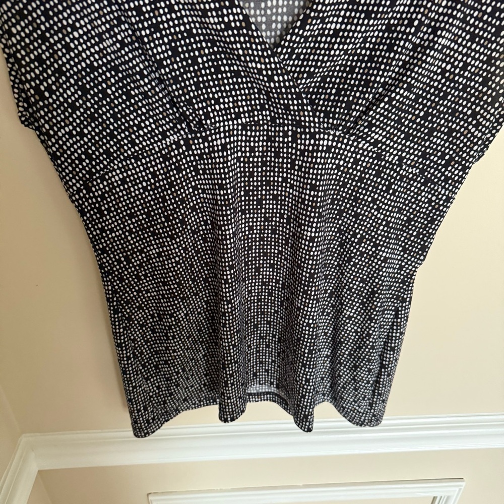 Y2K Black and White Square Print Crossover Short Sleeve Blouse The Limited Sz S - Picture 3 of 6